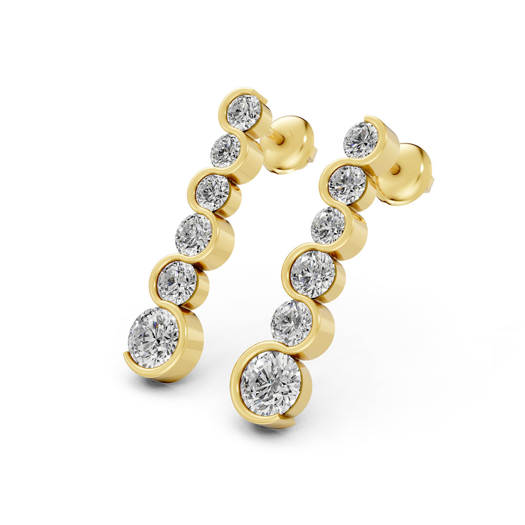 Graduated Bezel-Set Lab-Grown Diamond Drop Earrings