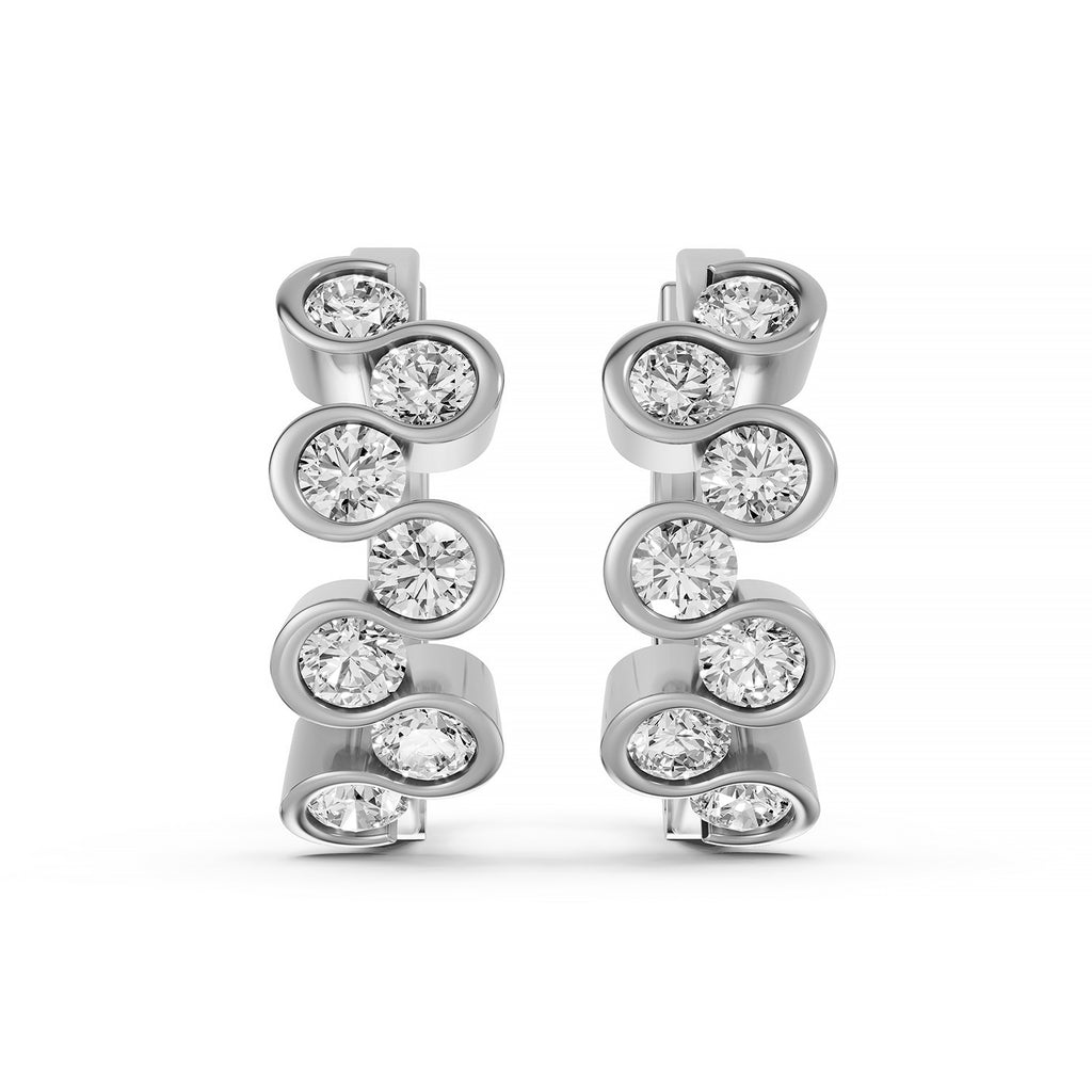 Round Lab-Grown Diamond Cluster Hoop Earrings