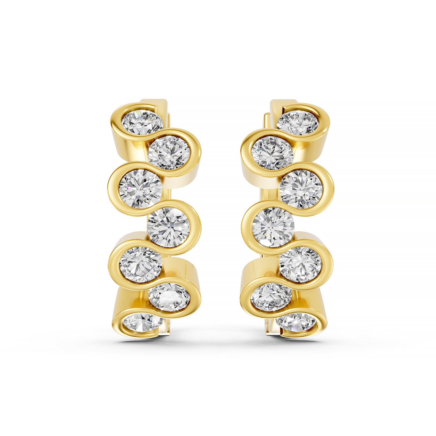 Round Lab-Grown Diamond Cluster Hoop Earrings