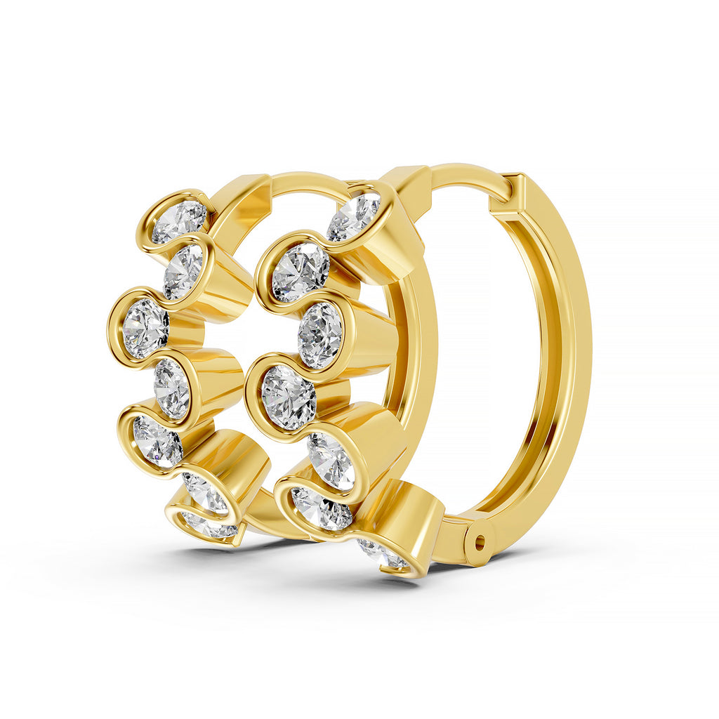 Round Lab-Grown Diamond Cluster Hoop Earrings