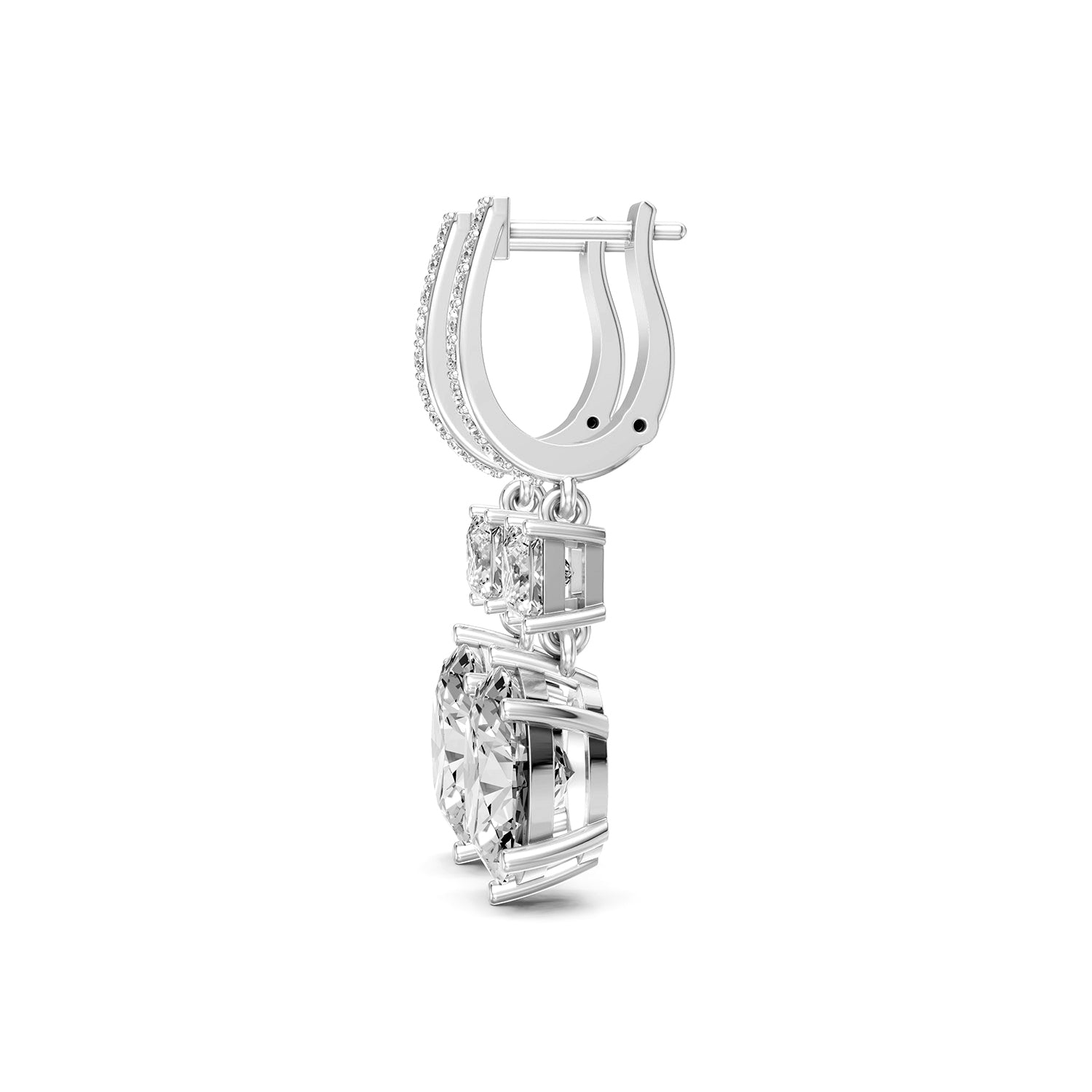 Oval & Princess Cut Lab-Grown Diamond Drop Hoop Earrings