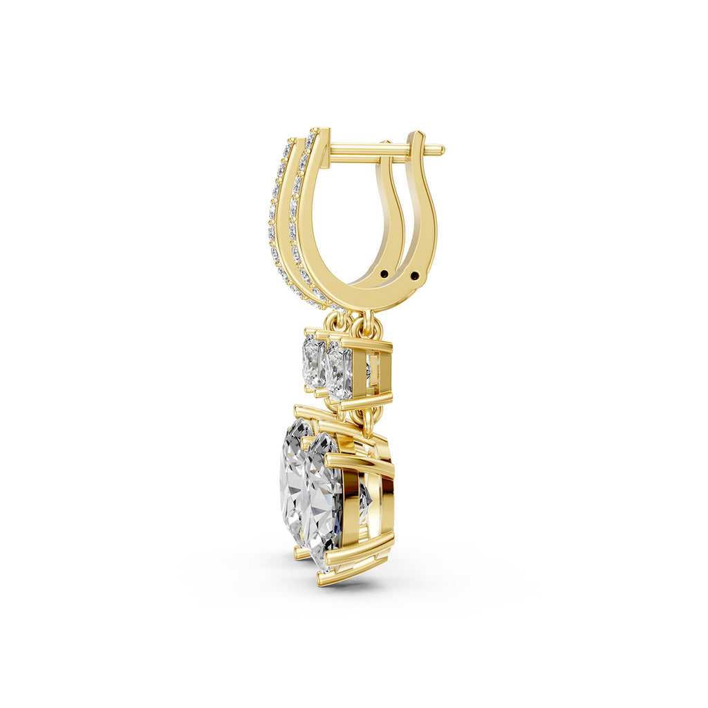 Oval & Princess Cut Lab-Grown Diamond Drop Hoop Earrings