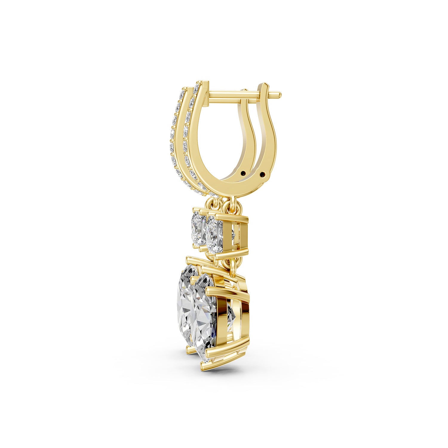 Oval & Princess Cut Lab-Grown Diamond Drop Hoop Earrings