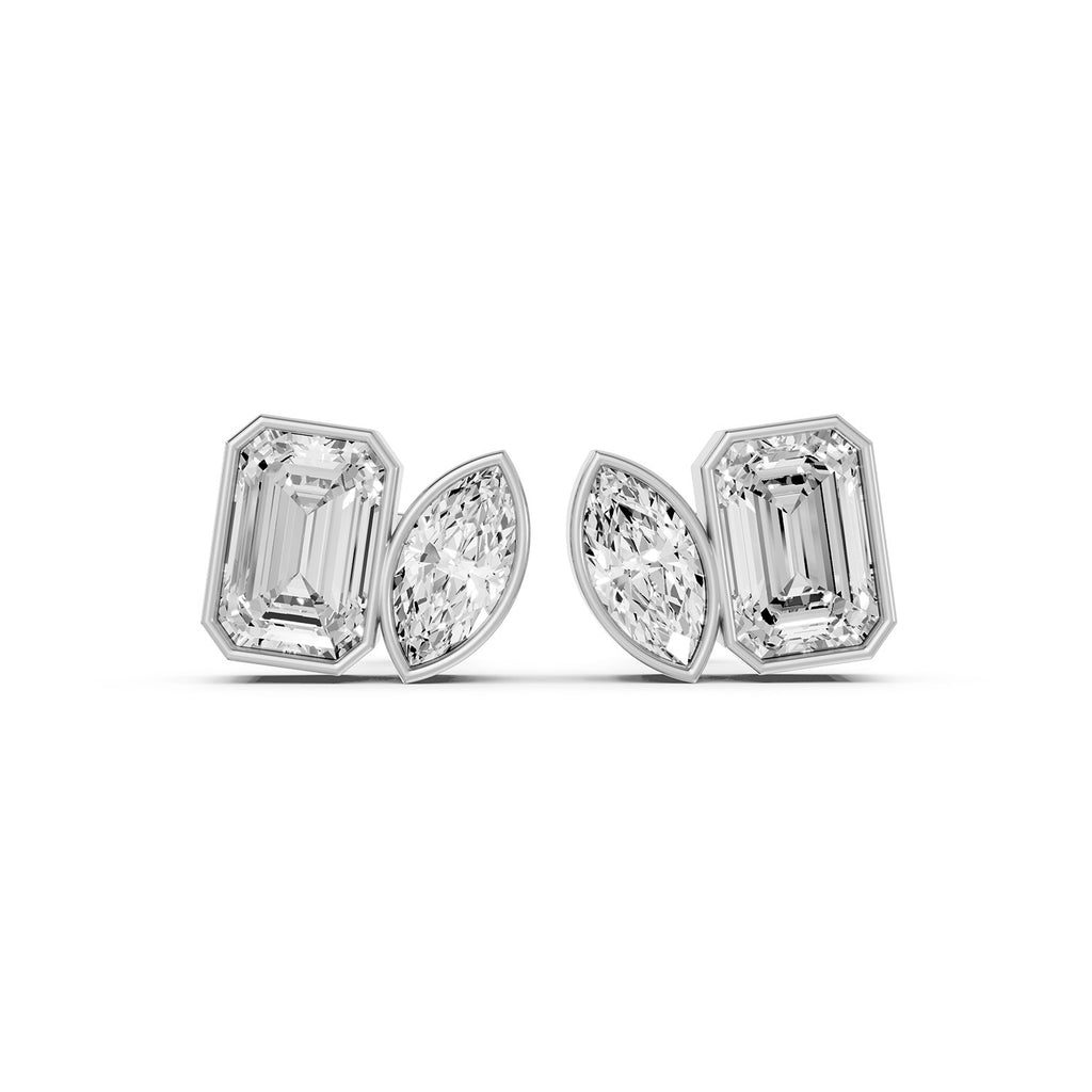 Emerald & Marquise Lab-Grown Diamond Stud Earrings