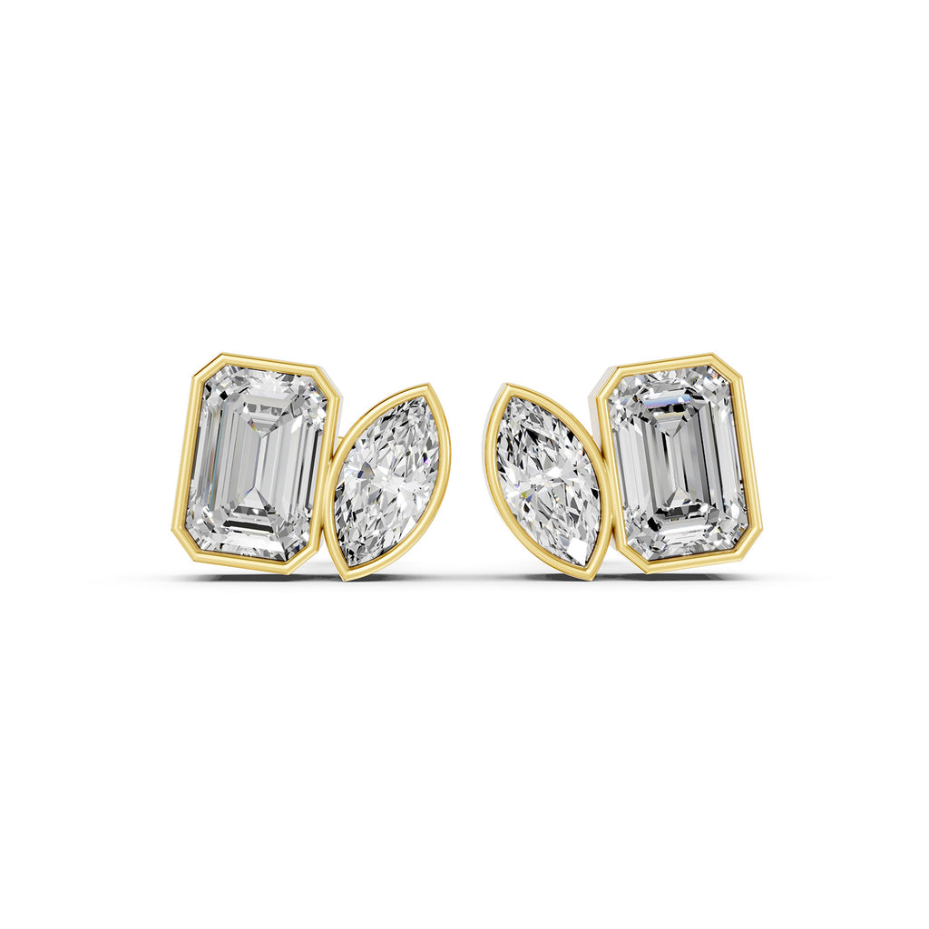 Emerald & Marquise Lab-Grown Diamond Stud Earrings