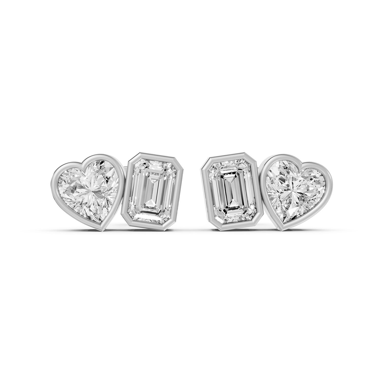 Heart & Emerald Lab-Grown Diamond Stud Earrings