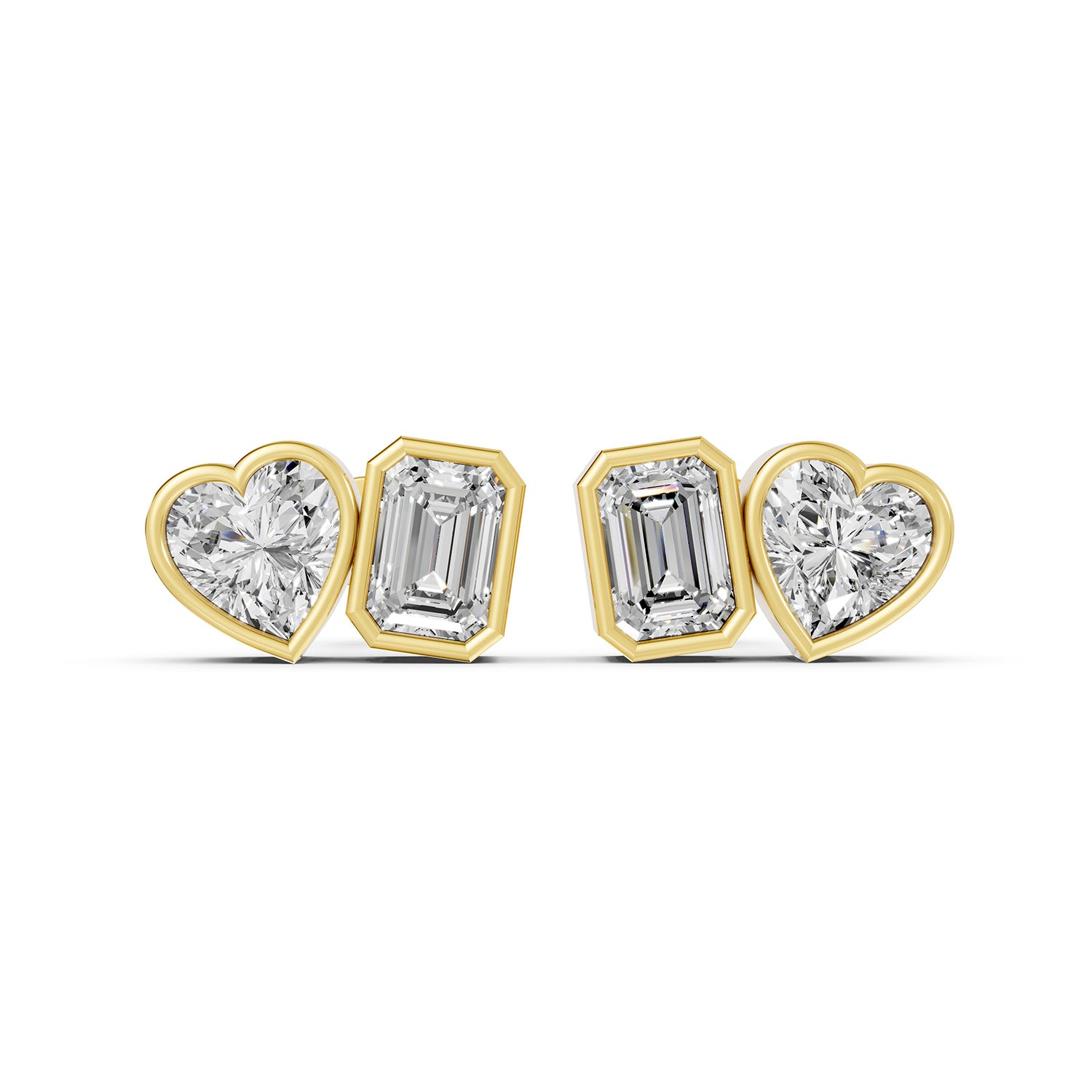 Heart & Emerald Lab-Grown Diamond Stud Earrings