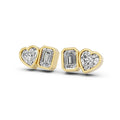 Heart & Emerald Lab-Grown Diamond Stud Earrings