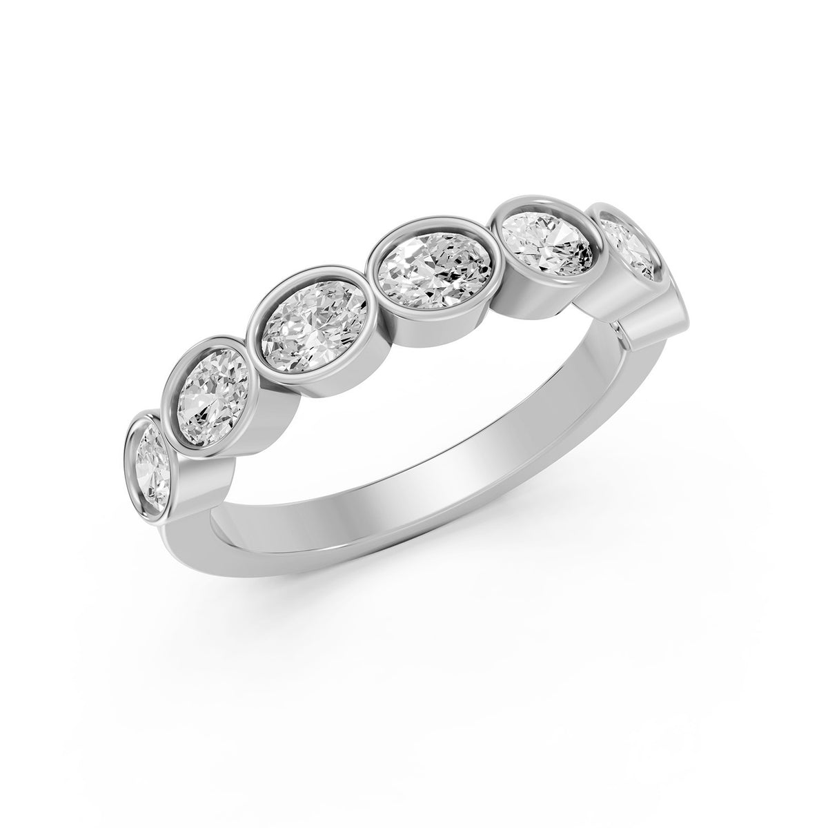 Oval Cut Lab-Grown Diamond Bezel Set Band Ring