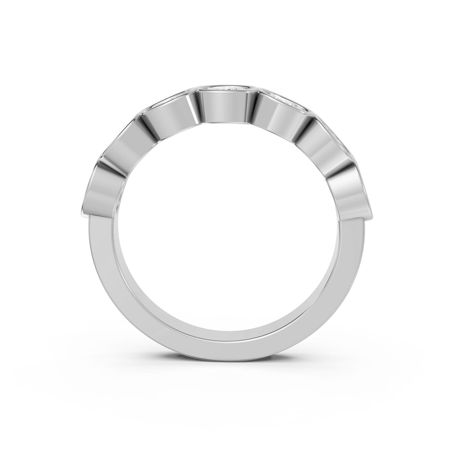 Oval Cut Lab-Grown Diamond Bezel Set Band Ring