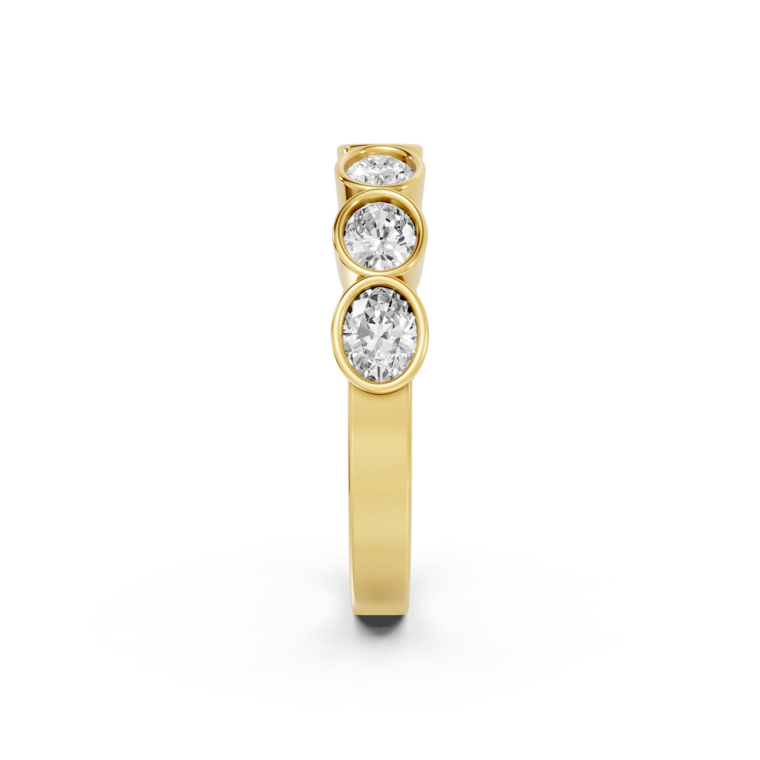 Oval Cut Lab-Grown Diamond Bezel Set Band Ring