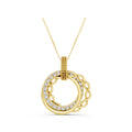 14K Yellow Gold Diamond Circle Pendant Necklace