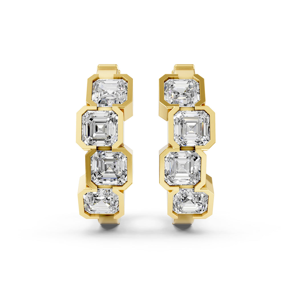 Asscher Cut Diamond Hoop Earrings