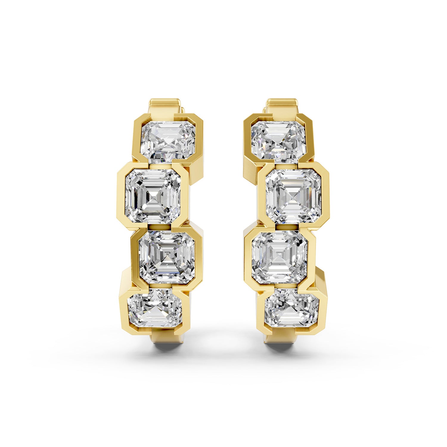 Asscher Cut Diamond Hoop Earrings