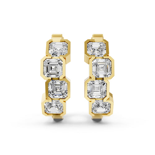 Asscher Cut Diamond Hoop Earrings