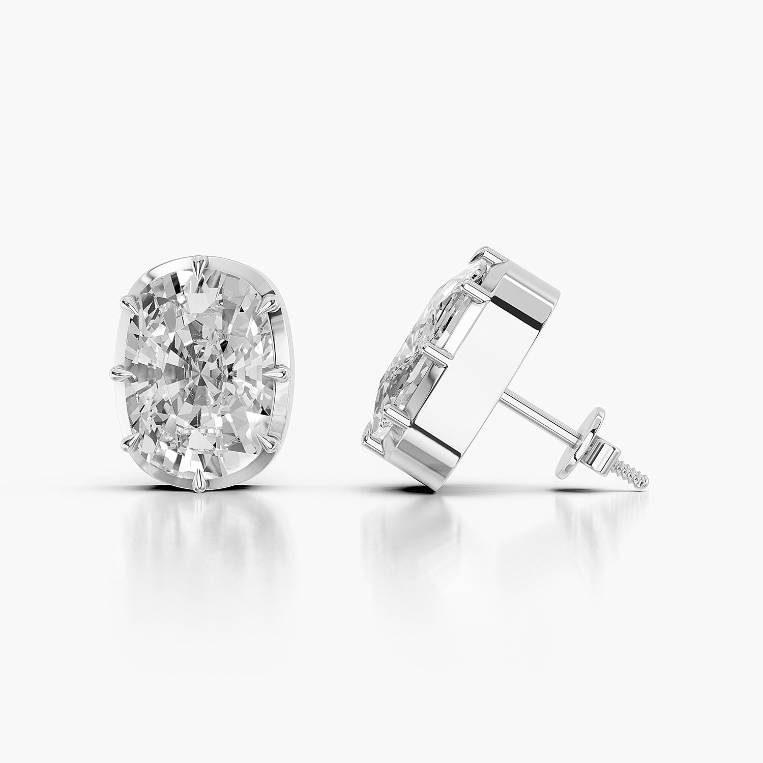 Cushion Cut Lab-Grown Diamond Solitaire Stud Earrings
