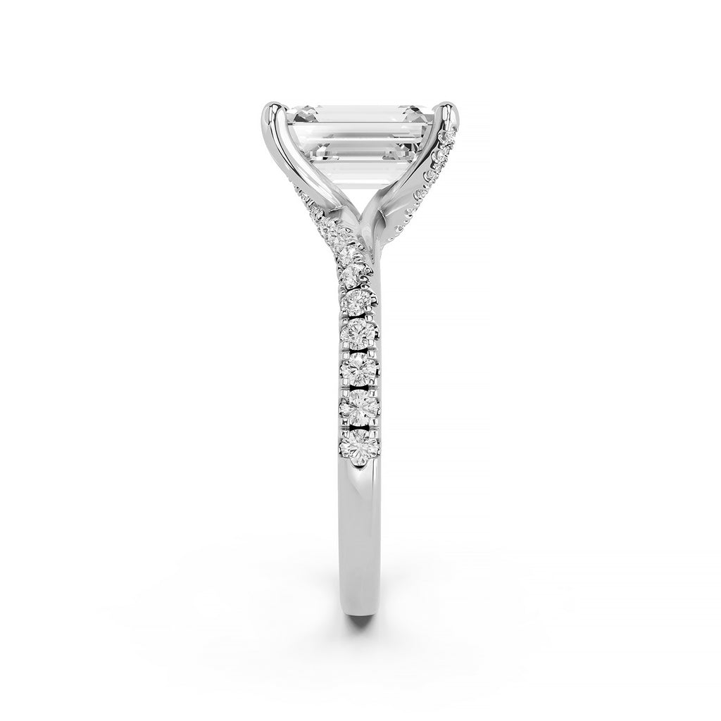 Emerald Cut Lab-Grown Diamond Engagement Ring