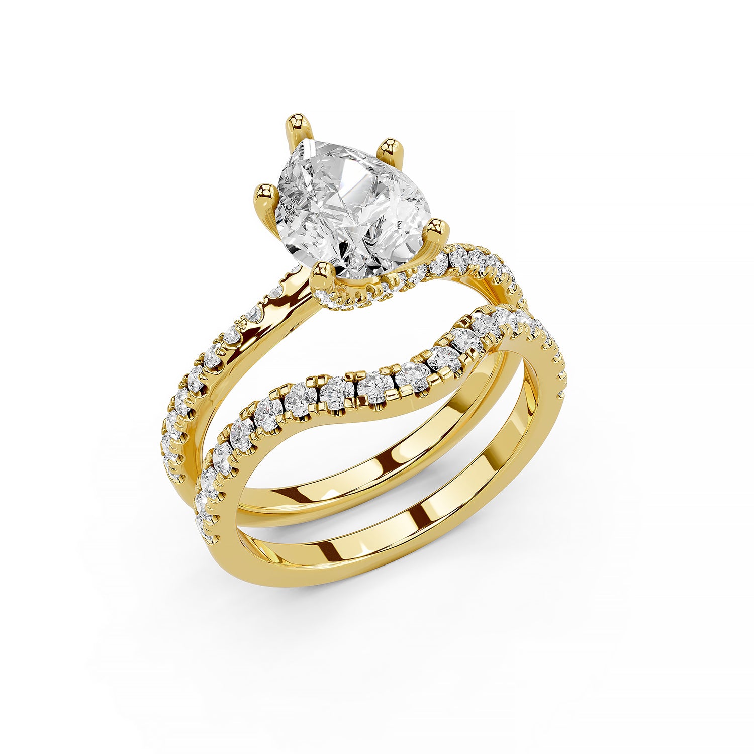 Pear Cut Lab-Grown Diamond Bridal Ring Set