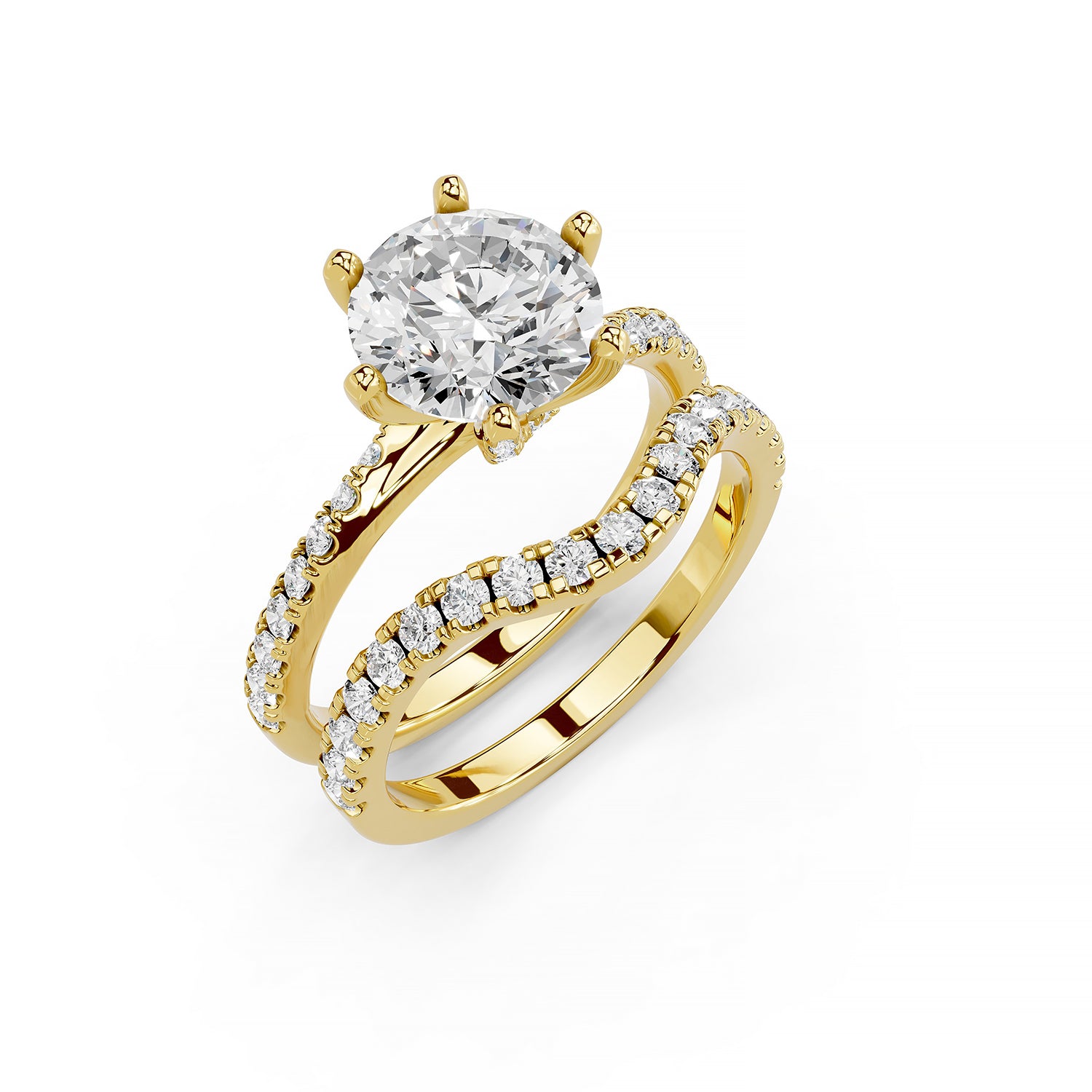 Round Brilliant Lab-Grown Diamond Bridal Ring Set
