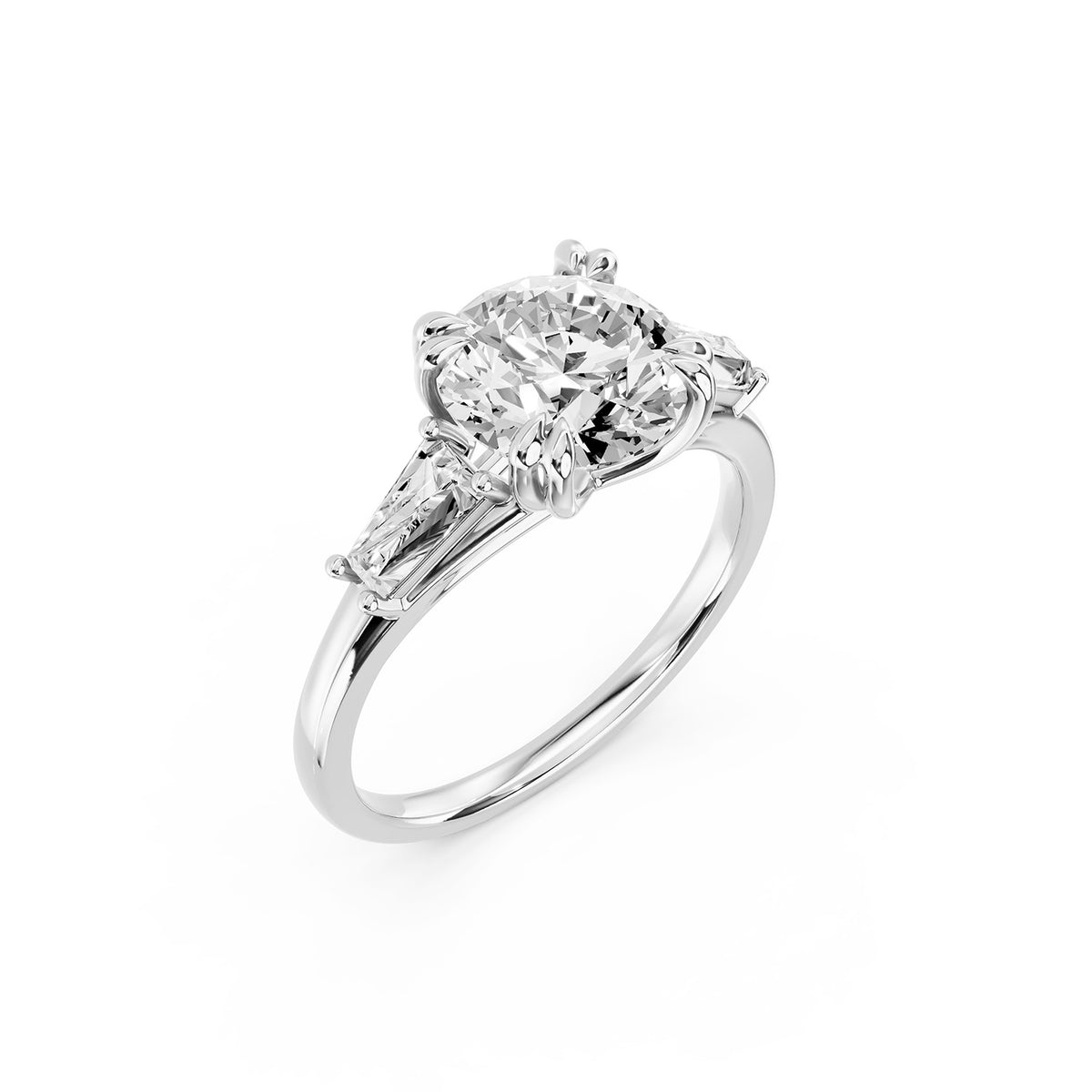 Round Cut Lab-Grown Diamond Three-Stone Ring