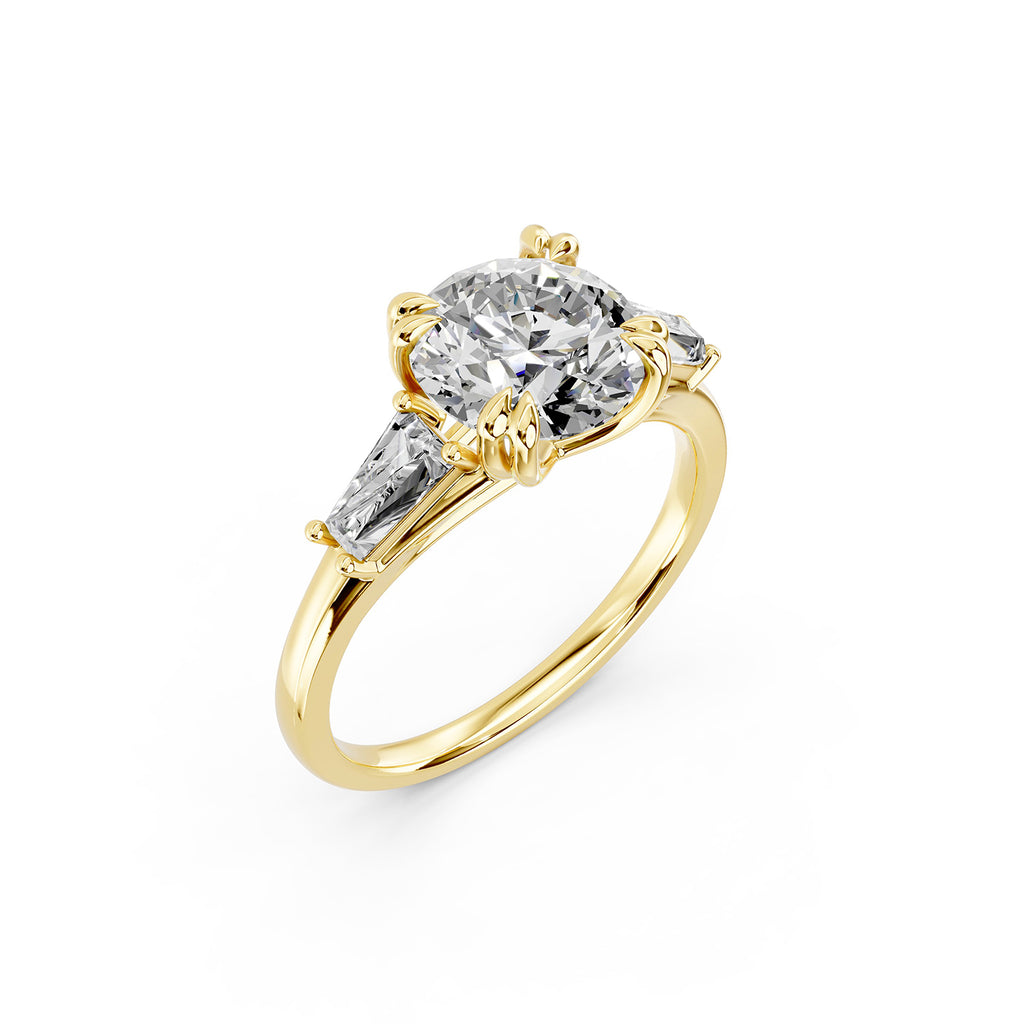 Round Cut Lab-Grown Diamond Three-Stone Ring