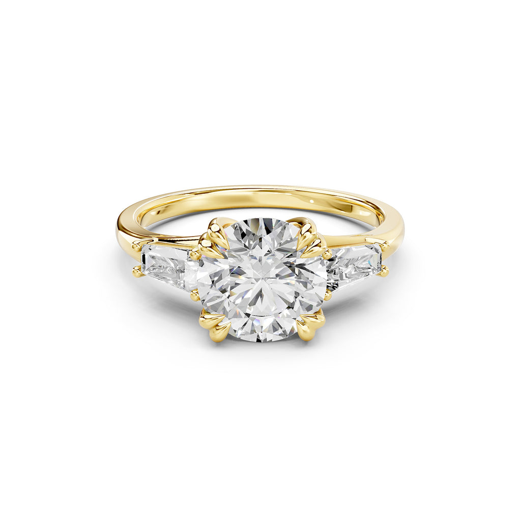 Round Cut Lab-Grown Diamond Three-Stone Ring