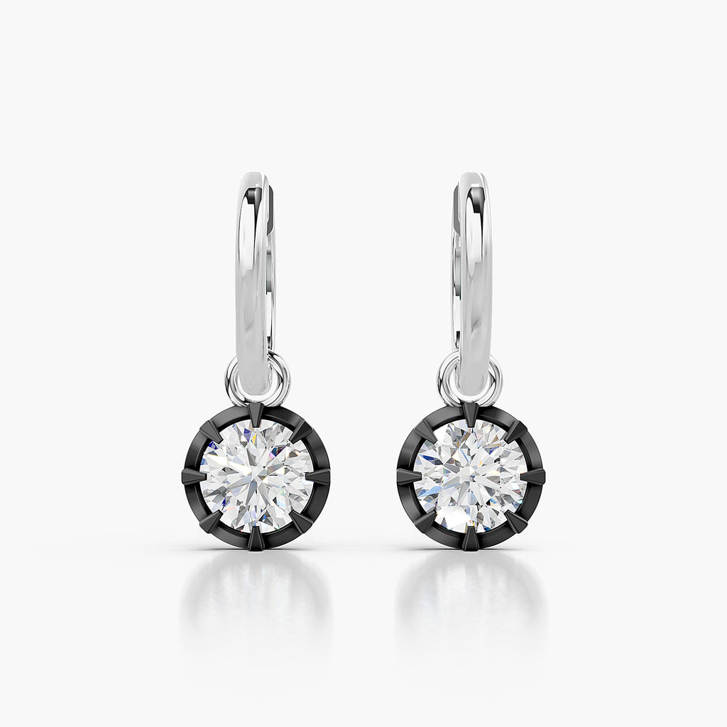 Round Lab-Grown Diamond Hoop Drop Earrings