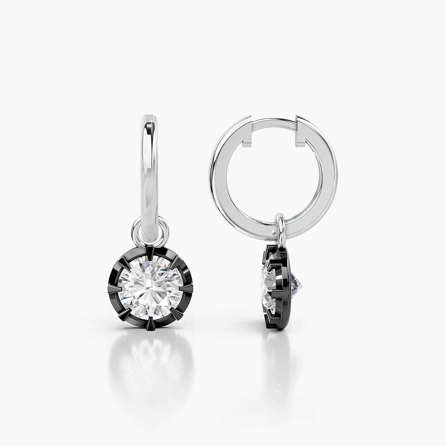 Round Lab-Grown Diamond Hoop Drop Earrings