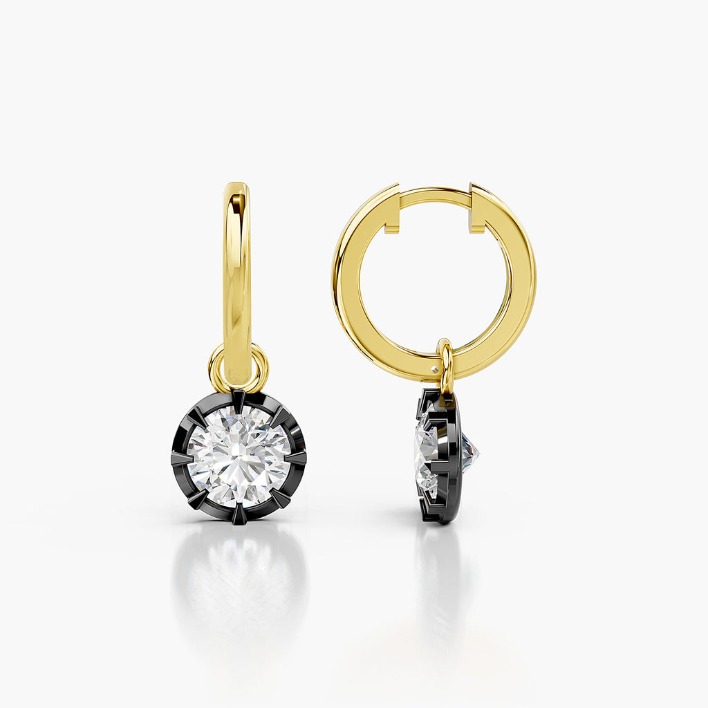 Round Lab-Grown Diamond Hoop Drop Earrings