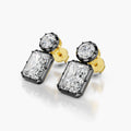 Emerald & Round Lab-Grown Diamond Drop Stud Earrings