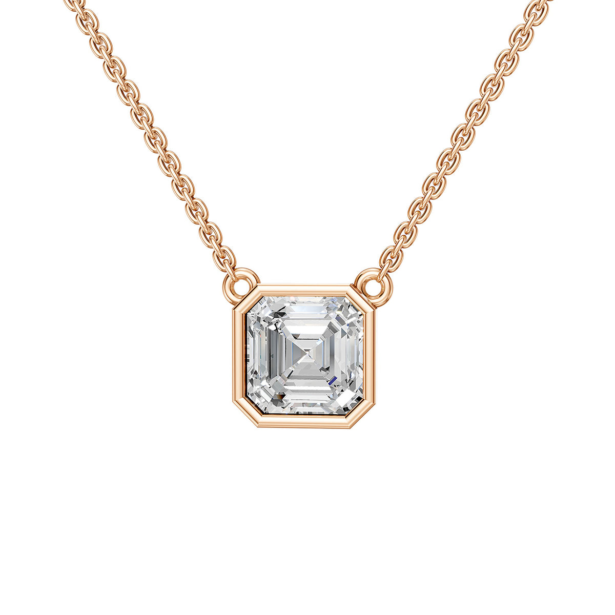 14K Yellow Gold Asscher-Cut Diamond Solitaire Pendant Necklace