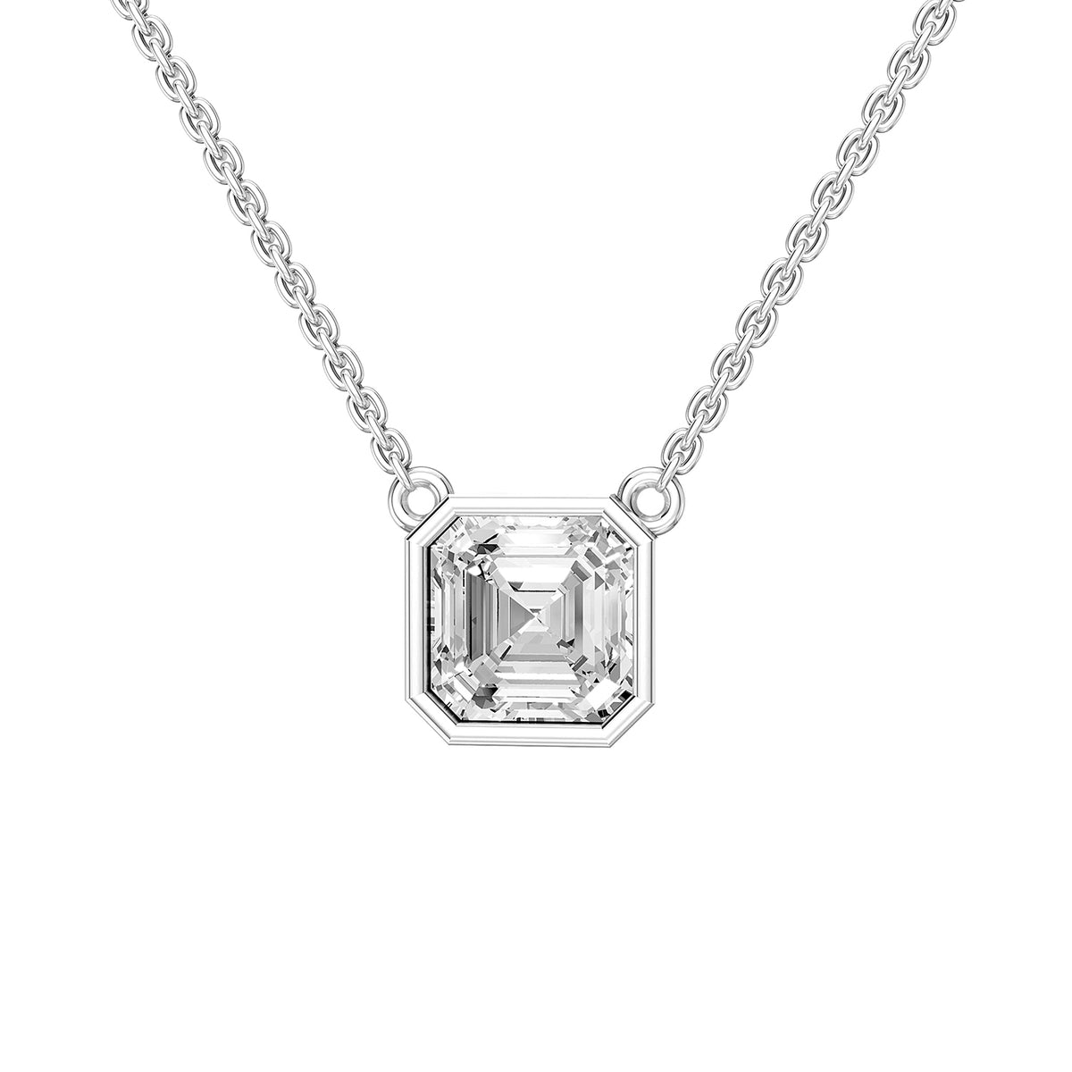 14K Yellow Gold Asscher-Cut Diamond Solitaire Pendant Necklace