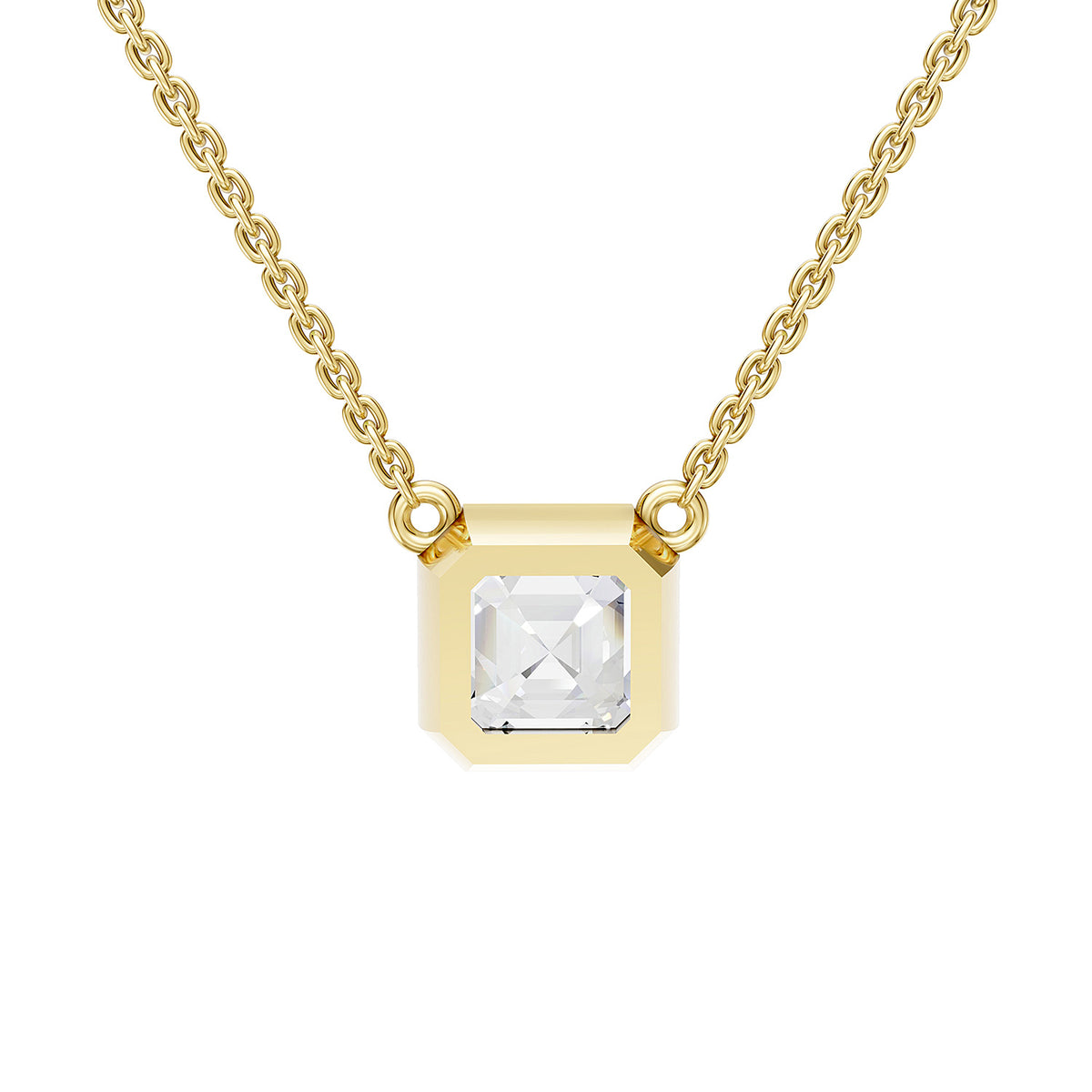 14K Yellow Gold Asscher-Cut Diamond Solitaire Pendant Necklace