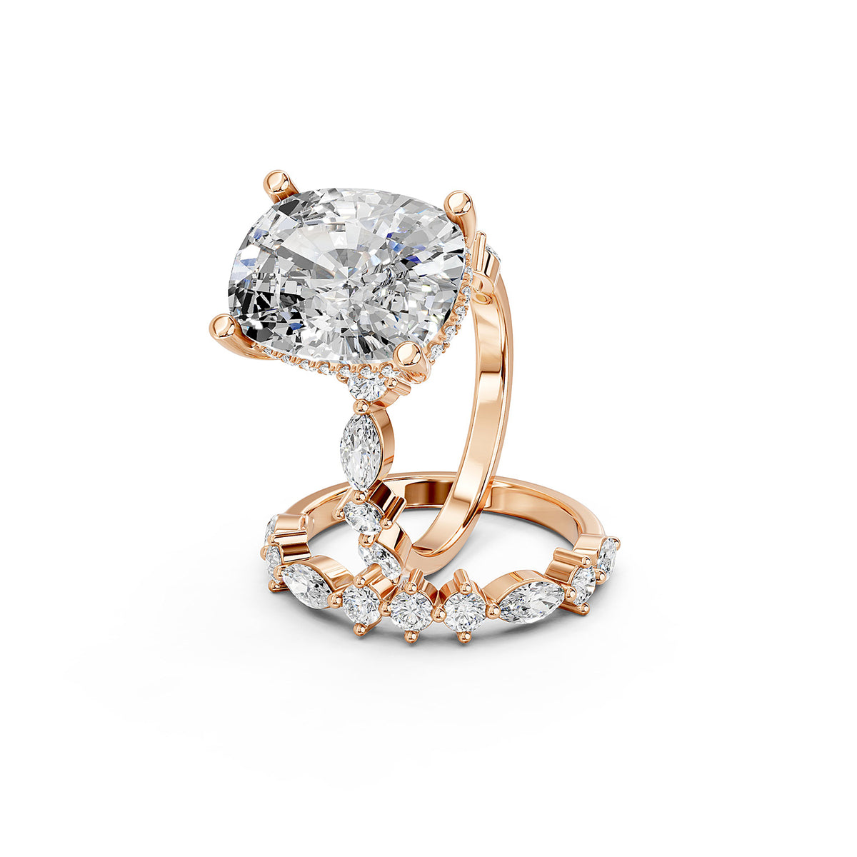 Oval Cut Lab-Grown Diamond Bridal Ring Set