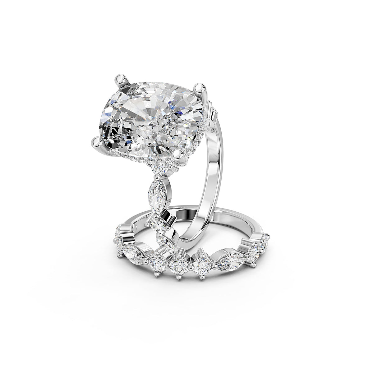 Oval Cut Lab-Grown Diamond Bridal Ring Set