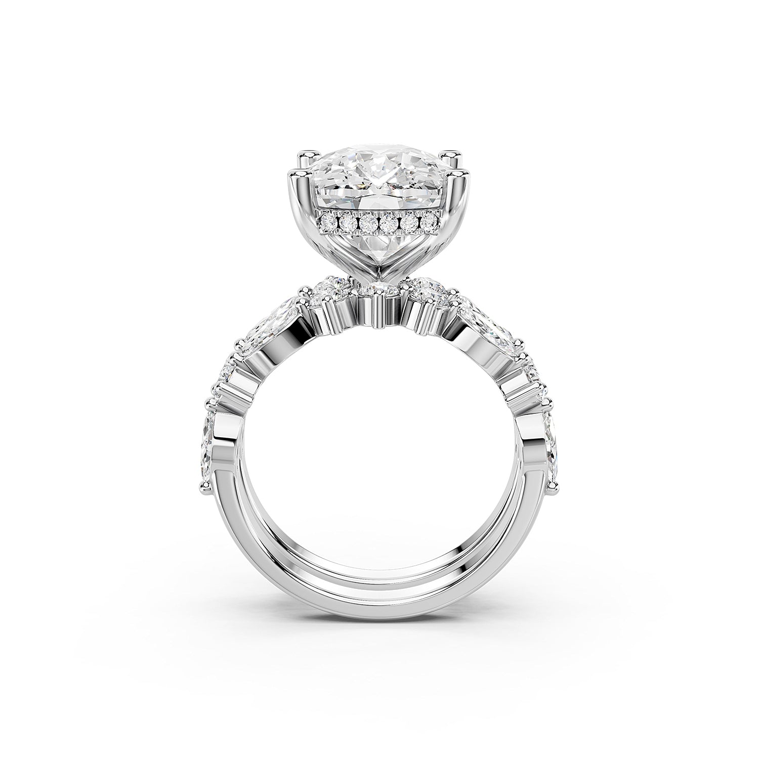 Oval Cut Lab-Grown Diamond Bridal Ring Set