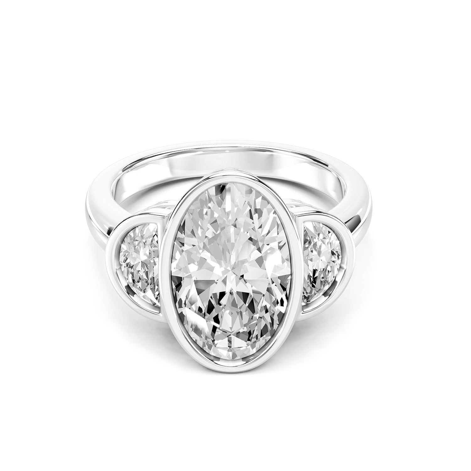 Oval Cut Lab-Grown Diamond Three-Stone Ring