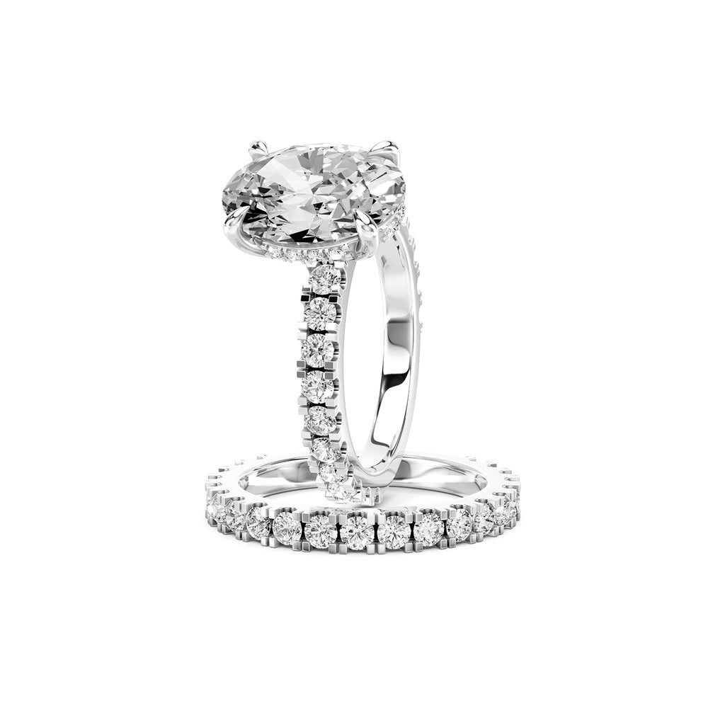 Oval Cut Lab-Grown Diamond Hidden Halo Engagement Ring