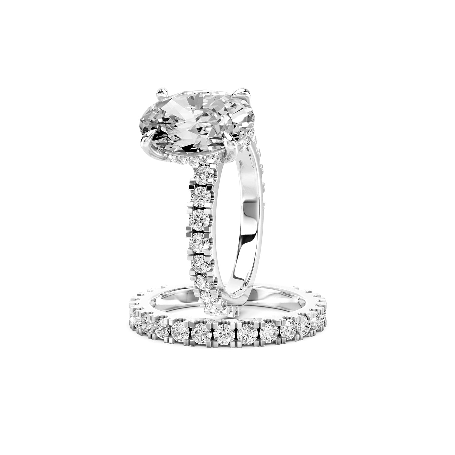 Oval Cut Lab-Grown Diamond Hidden Halo Engagement Ring