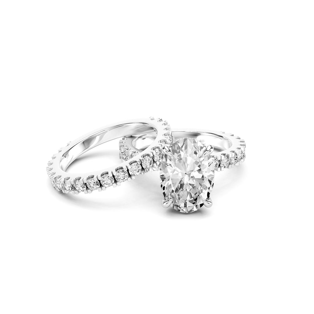 Oval Cut Lab-Grown Diamond Hidden Halo Engagement Ring