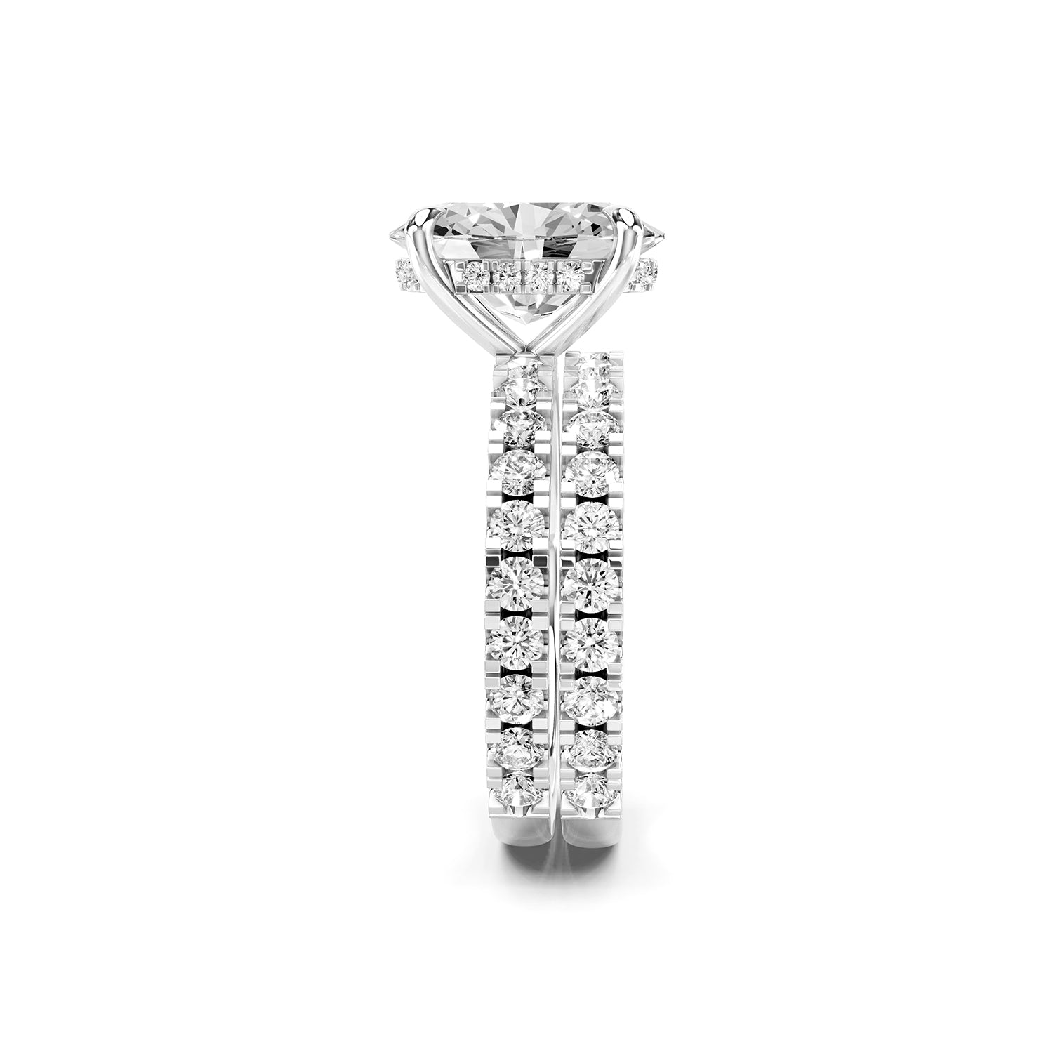 Oval Cut Lab-Grown Diamond Hidden Halo Engagement Ring