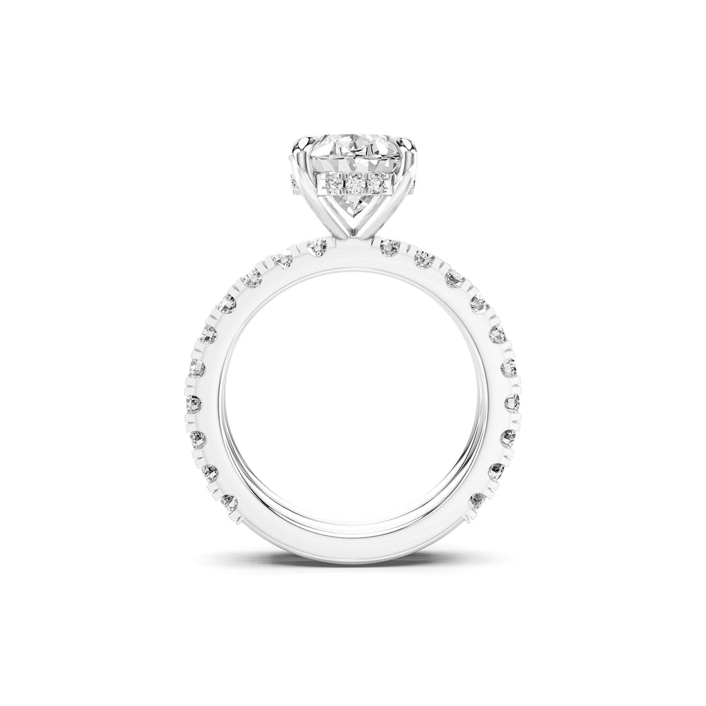 Oval Cut Lab-Grown Diamond Hidden Halo Engagement Ring