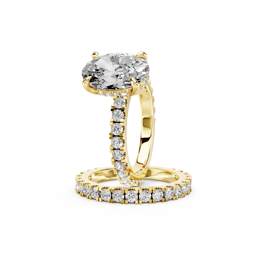 Oval Cut Lab-Grown Diamond Hidden Halo Engagement Ring