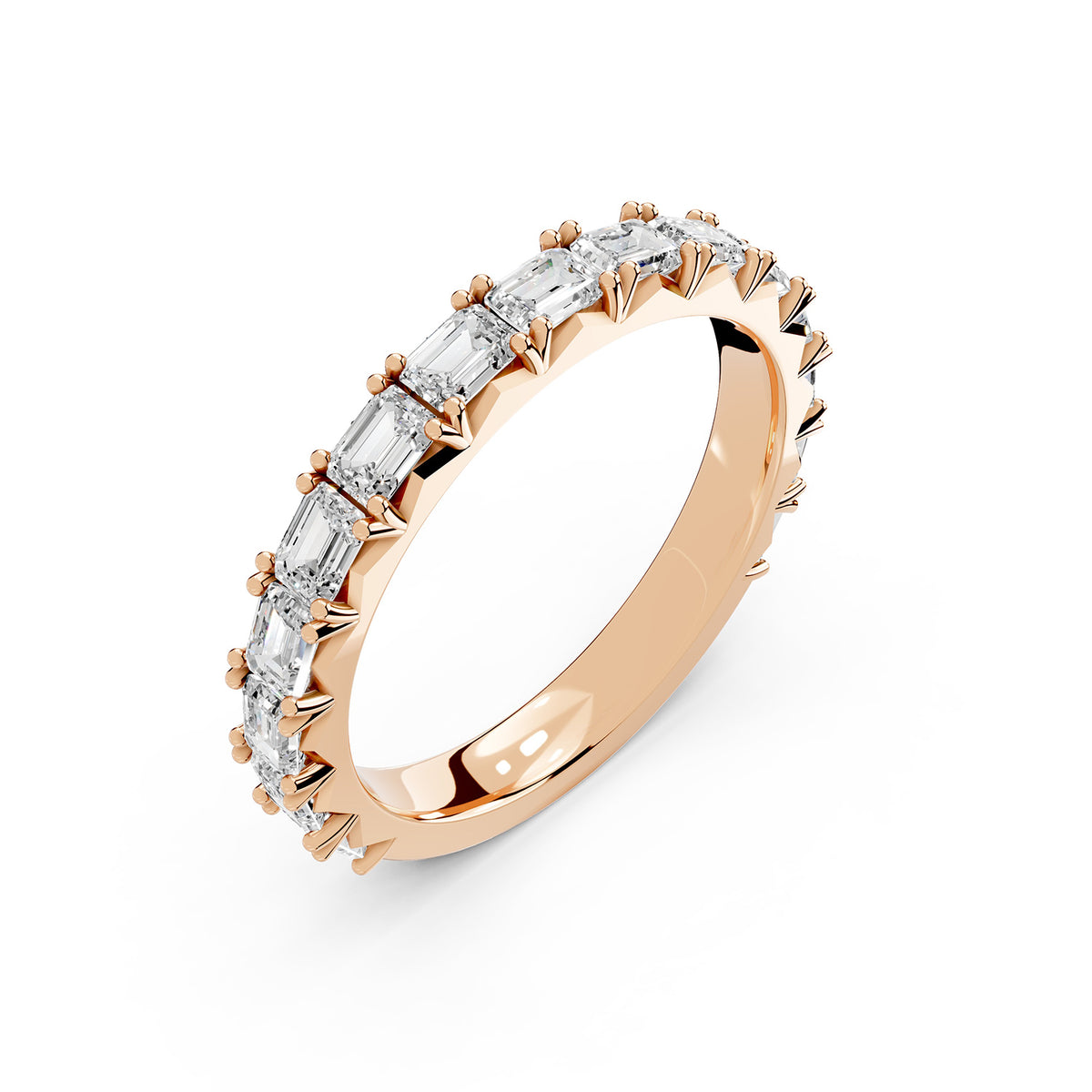 Emerald Cut Lab-Grown Diamond Half Eternity Ring