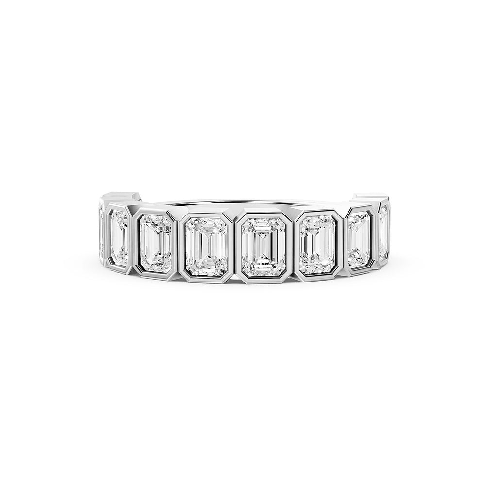 Emerald Cut Lab-Grown Diamond Bezel Set Band Ring