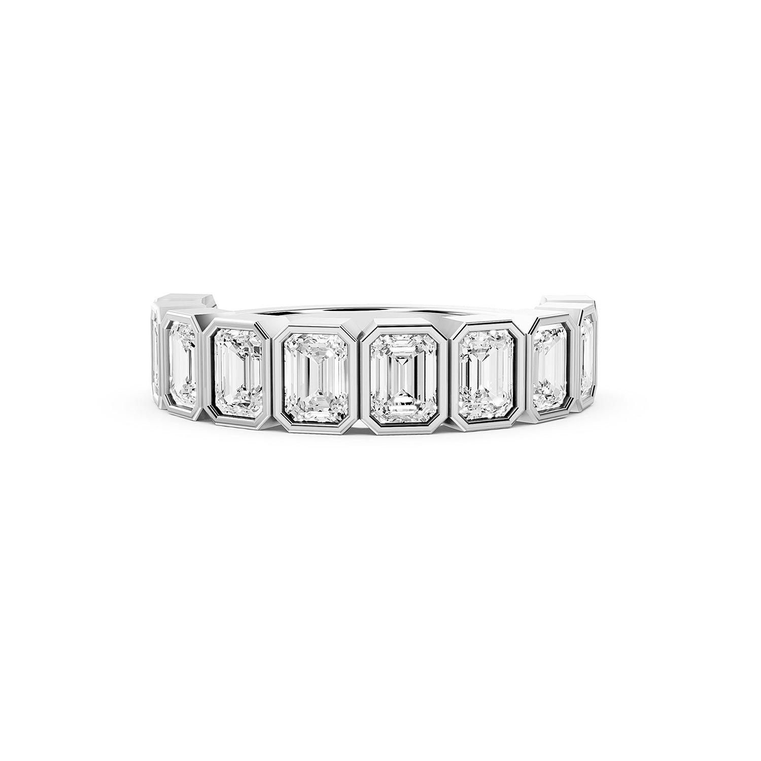 Emerald Cut Lab-Grown Diamond Bezel Set Band Ring