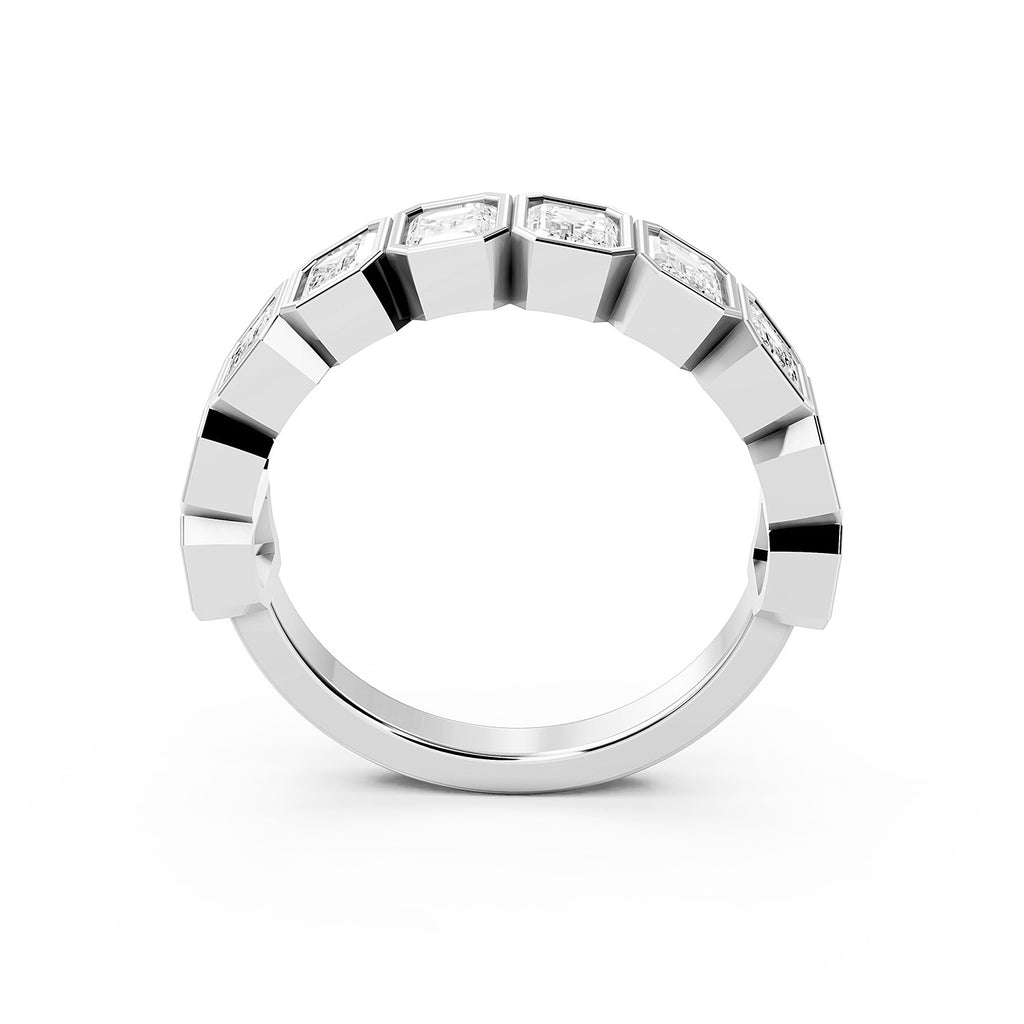 Emerald Cut Lab-Grown Diamond Bezel Set Band Ring