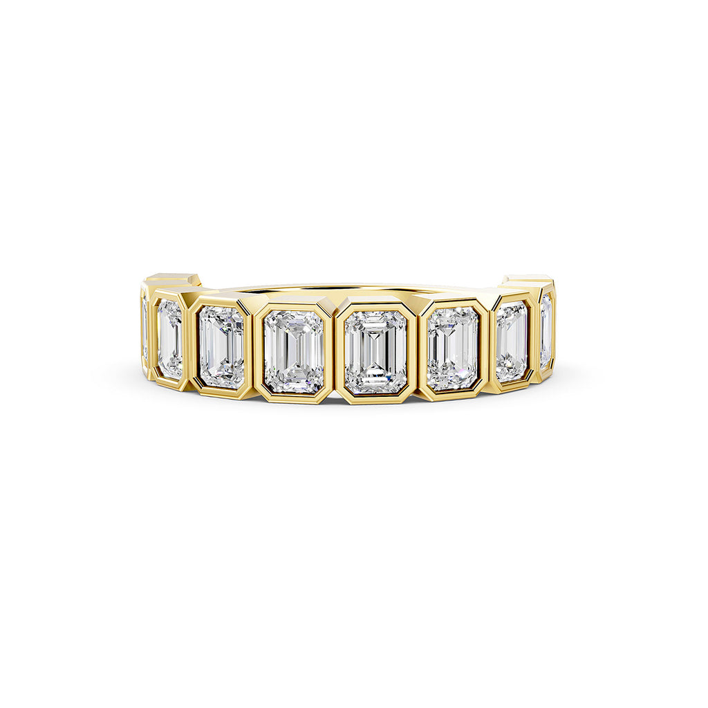 Emerald Cut Lab-Grown Diamond Bezel Set Band Ring