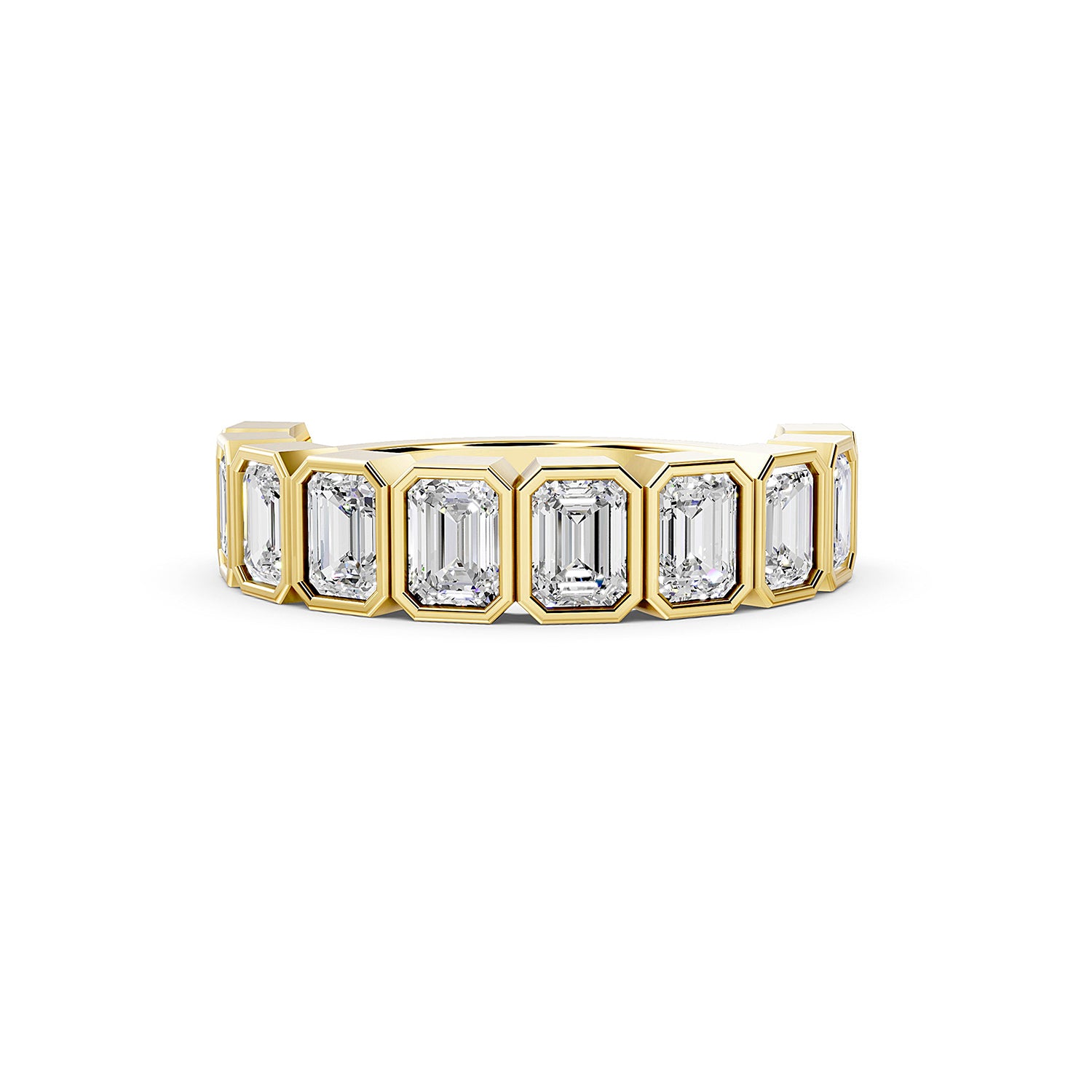 Emerald Cut Lab-Grown Diamond Bezel Set Band Ring
