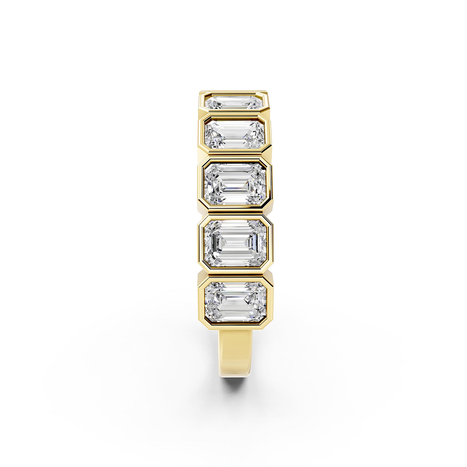 Emerald Cut Lab-Grown Diamond Bezel Set Band Ring